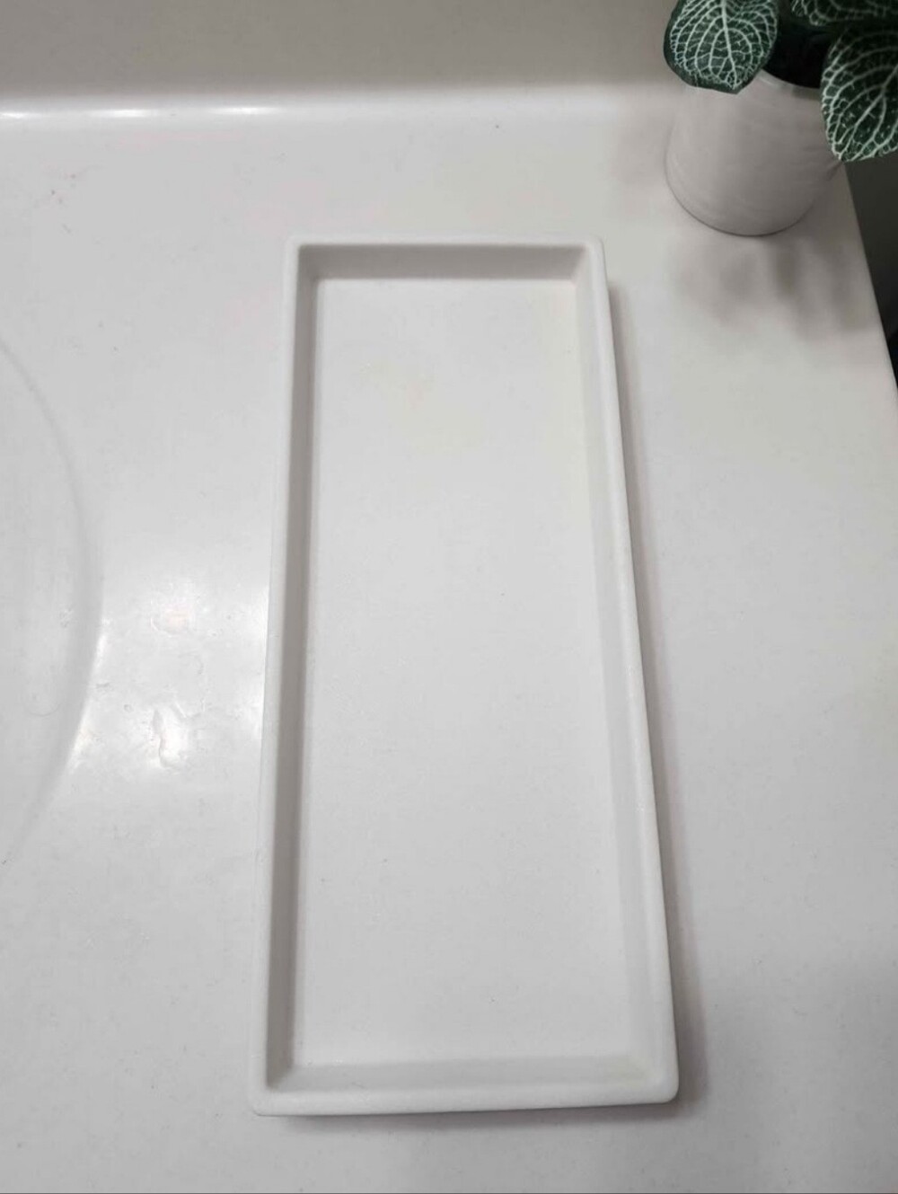 White Ceramic Vanity Tray for Bathroom - Picture 3 of 6
